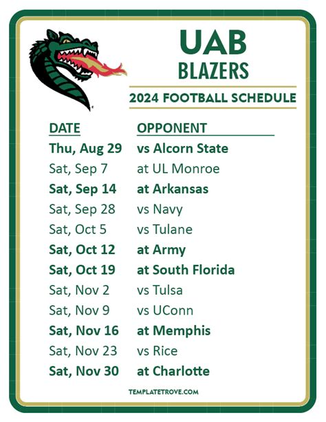 u b football schedule